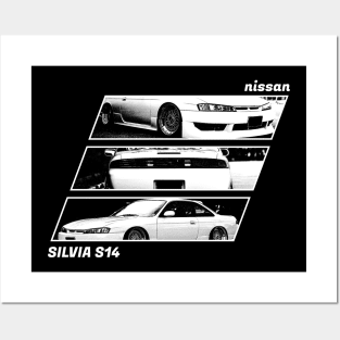 NISSAN SILVIA S14 KOUKI Black 'N White Archive 2 (Black Version) Posters and Art